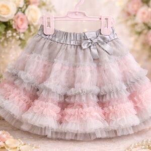 Circo Pink and Gray Ruffle Tulle Skirt